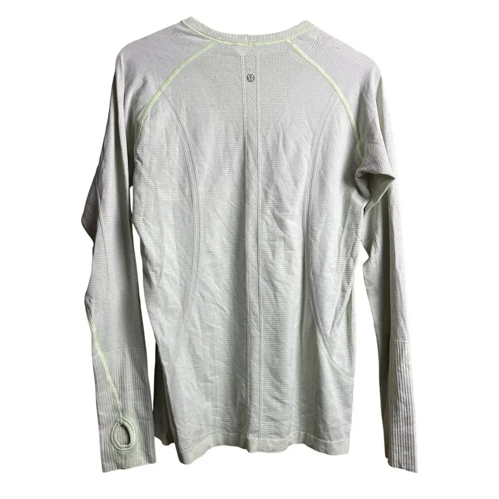 Lululemon Women Sz L Gray Swiftly Tech Long Sleeve Crew Neck Top Thumbholes